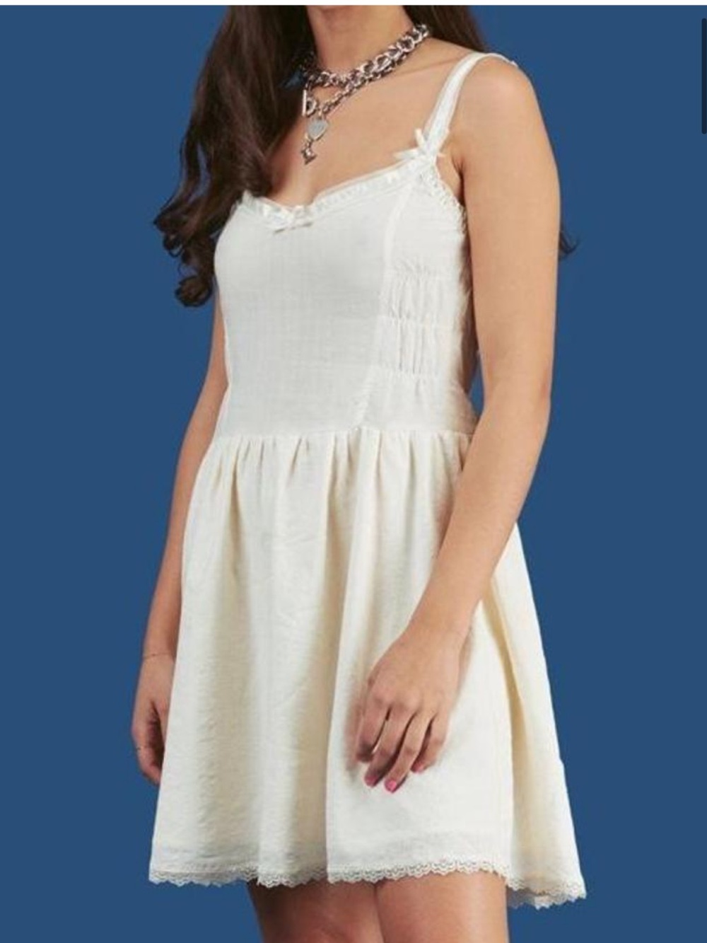 UNIF Mini Baby Doll Dress Size XS Cream FAIRYCORE DREAMY COTTAGECORE NWT
